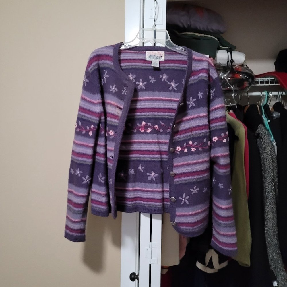 Tally Ho Vintage Wool Floral Embroidered Sweater